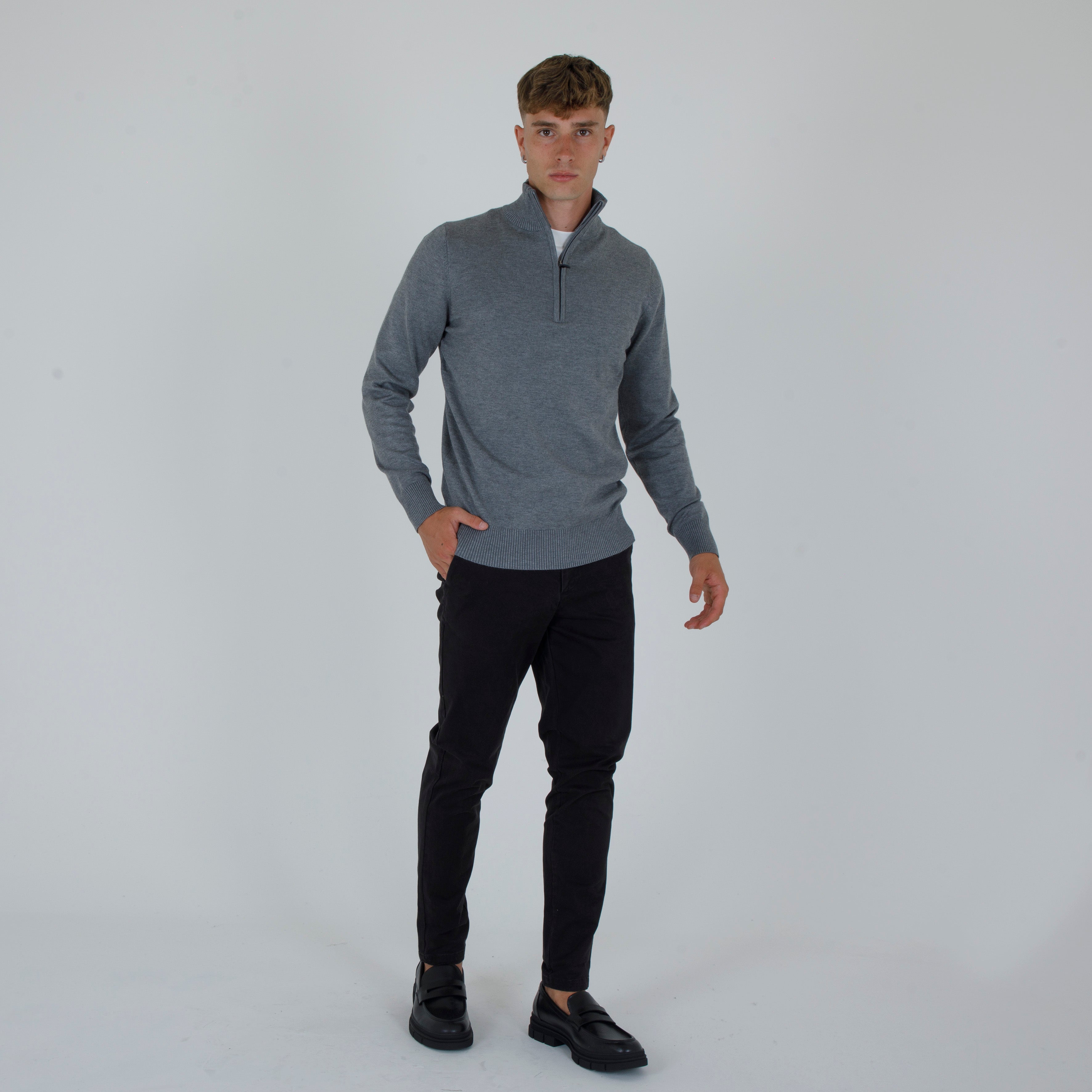 DOUBLE THREAD HALF ZIP PULLOVER-11436