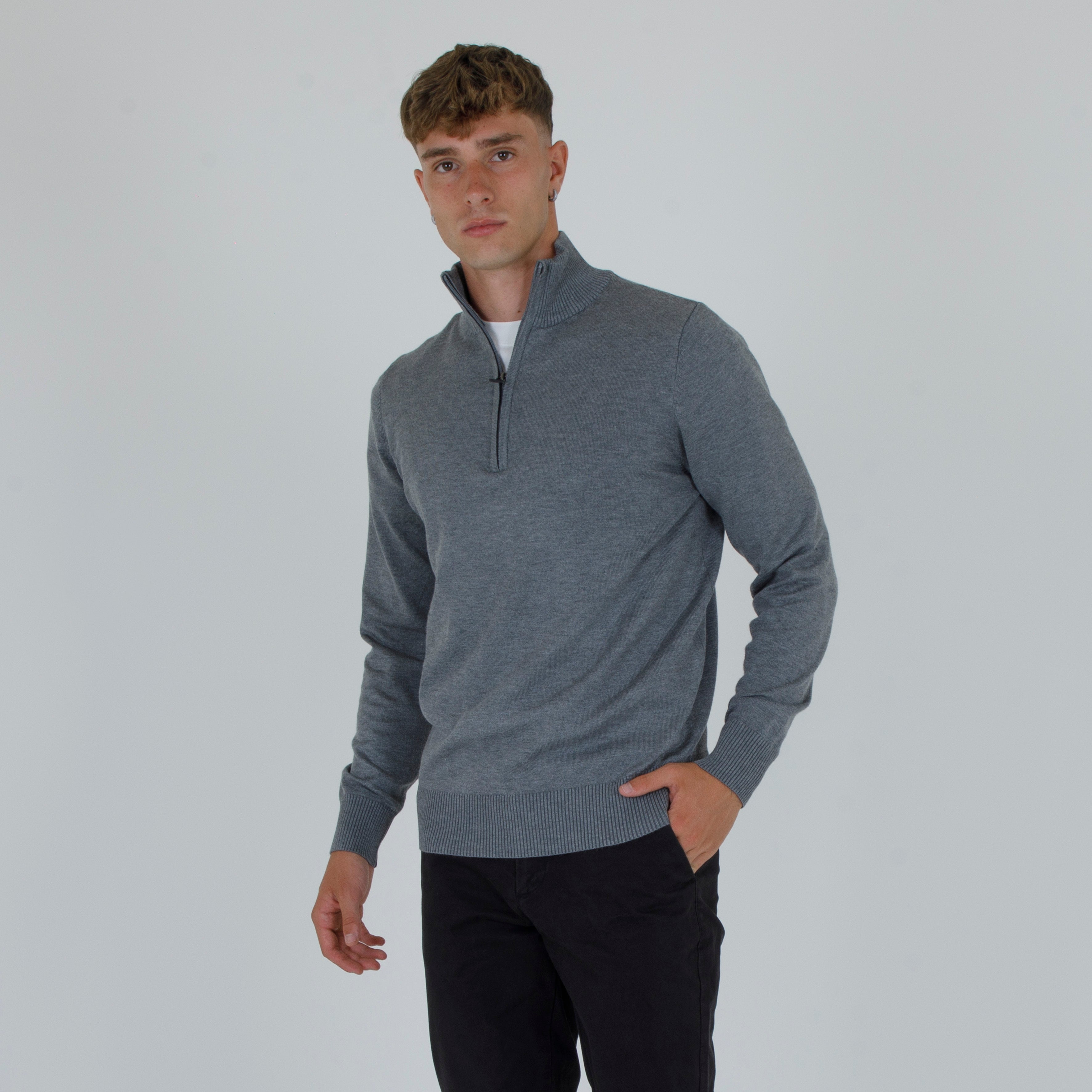 DOUBLE THREAD HALF ZIP PULLOVER-11436