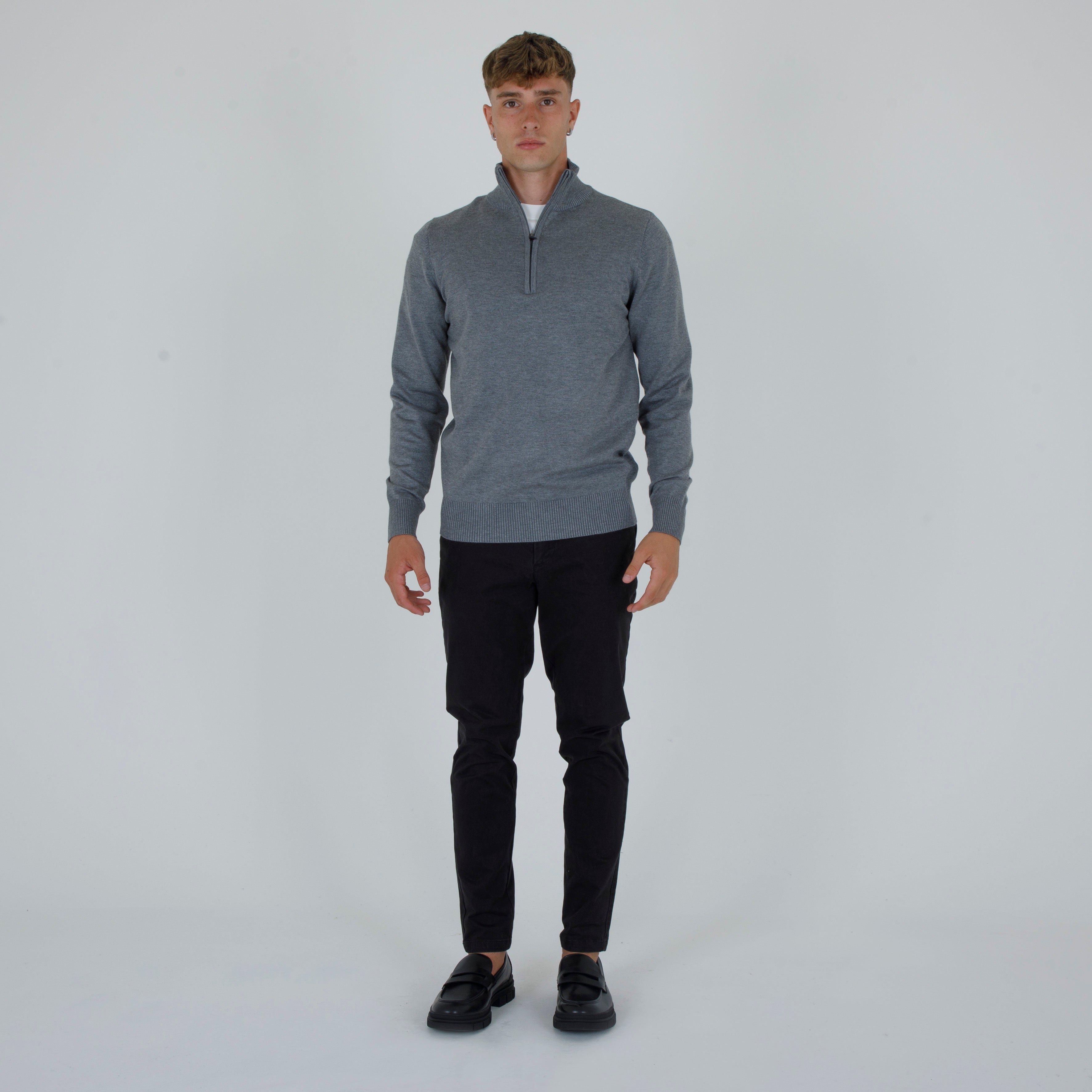 DOUBLE THREAD HALF ZIP PULLOVER-11436