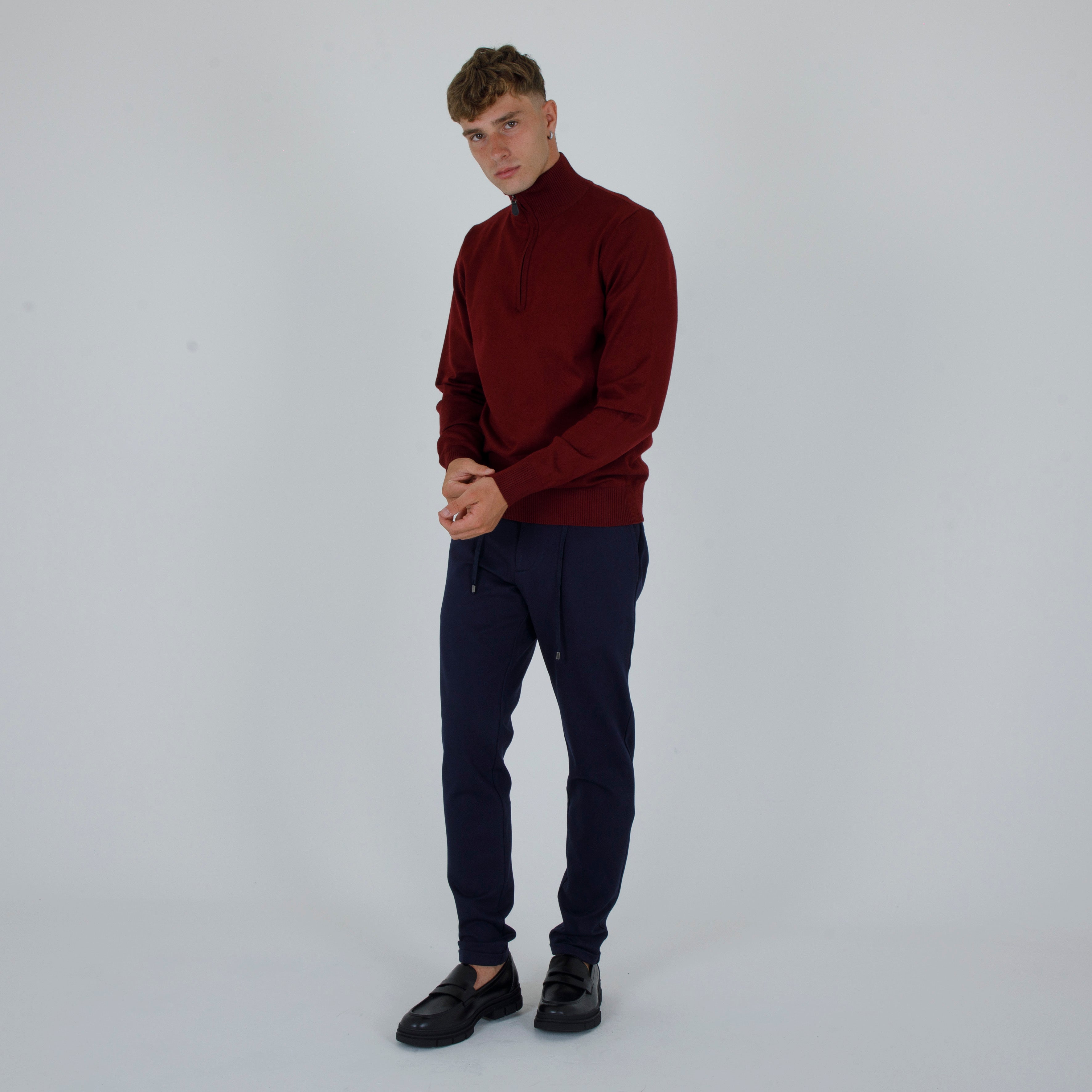 DOUBLE THREAD HALF ZIP PULLOVER-11436