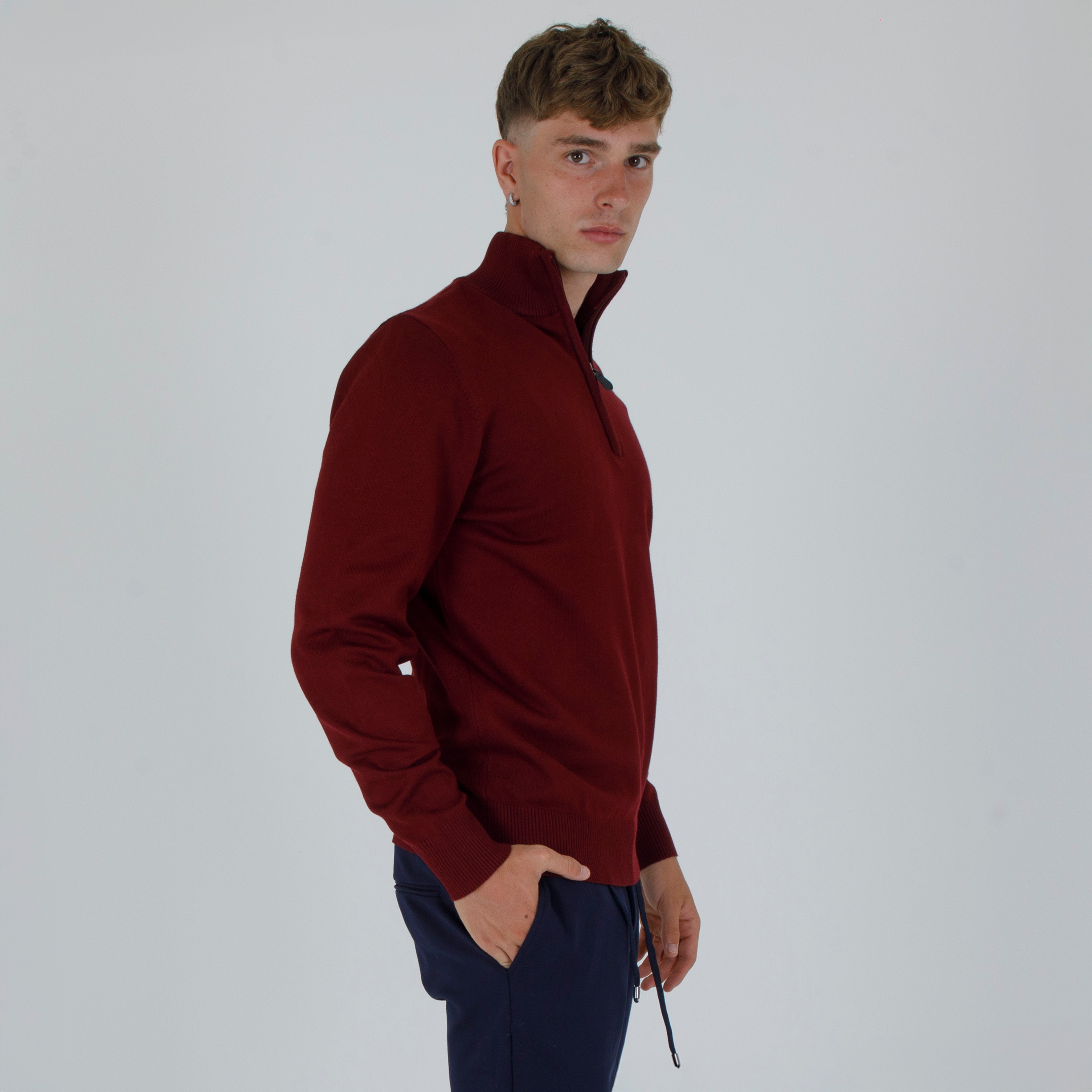 DOUBLE THREAD HALF ZIP PULLOVER-11436