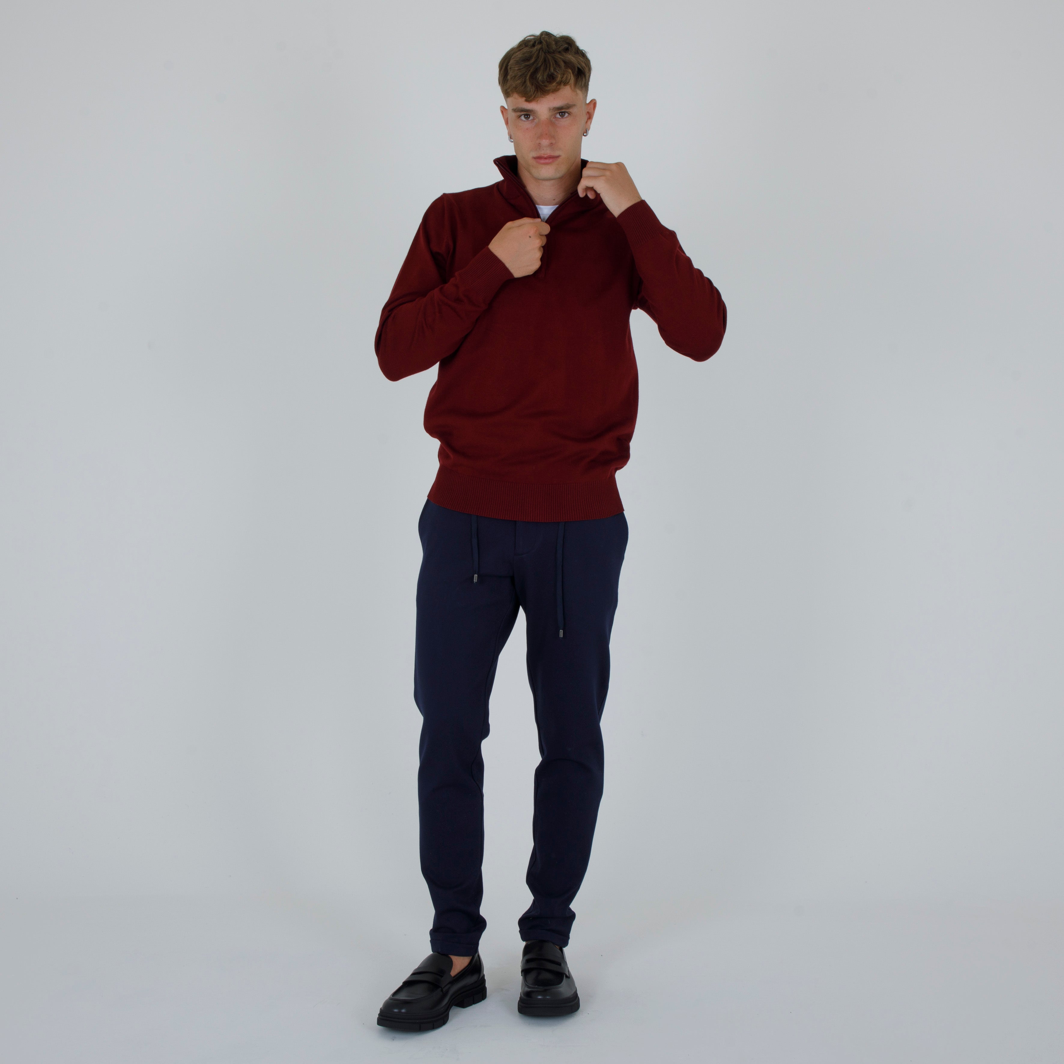 DOUBLE THREAD HALF ZIP PULLOVER-11436