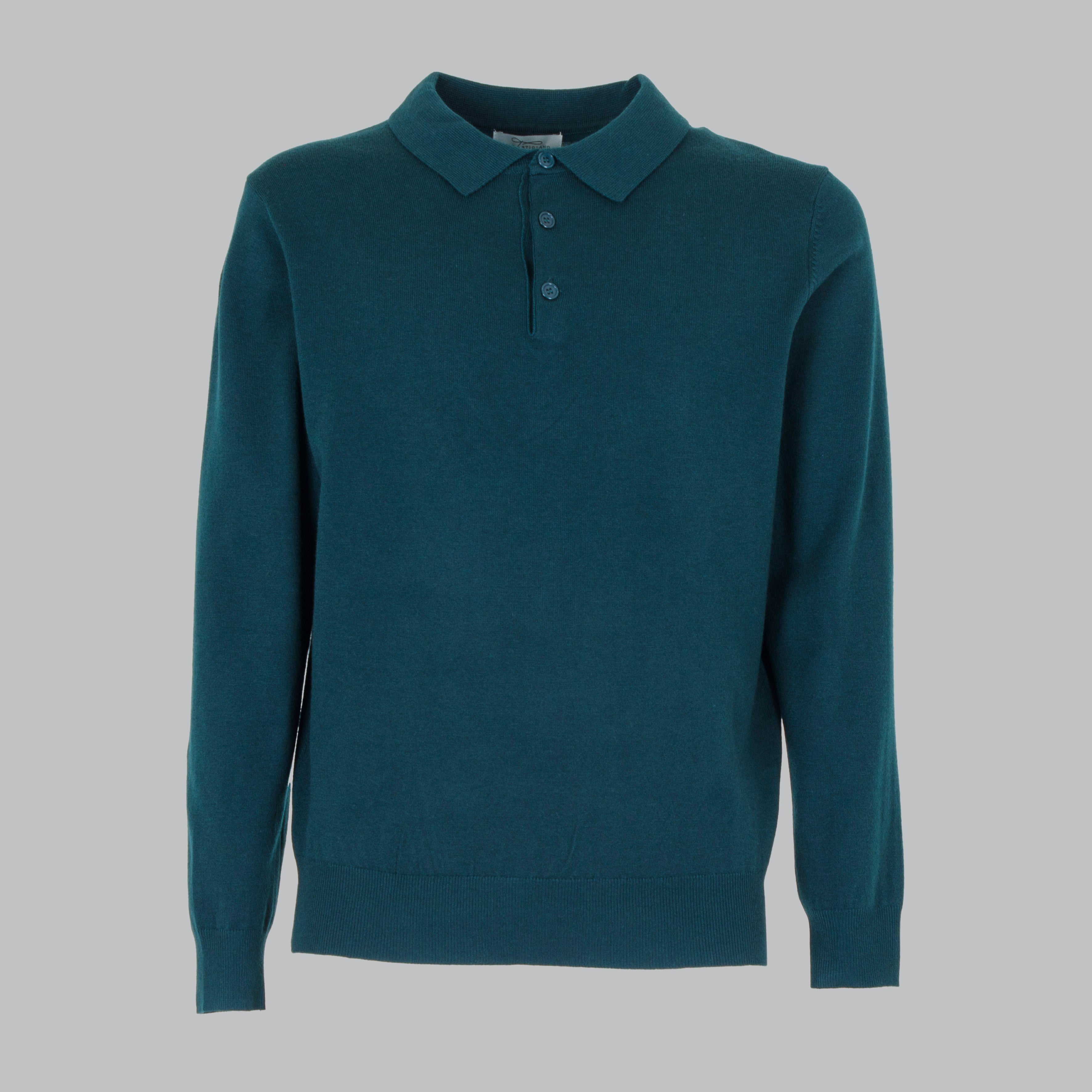 PULLOVER. WOOL MIXED POLO SHIRT-11438