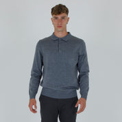 PULLOVER. WOOL MIXED POLO SHIRT-11438