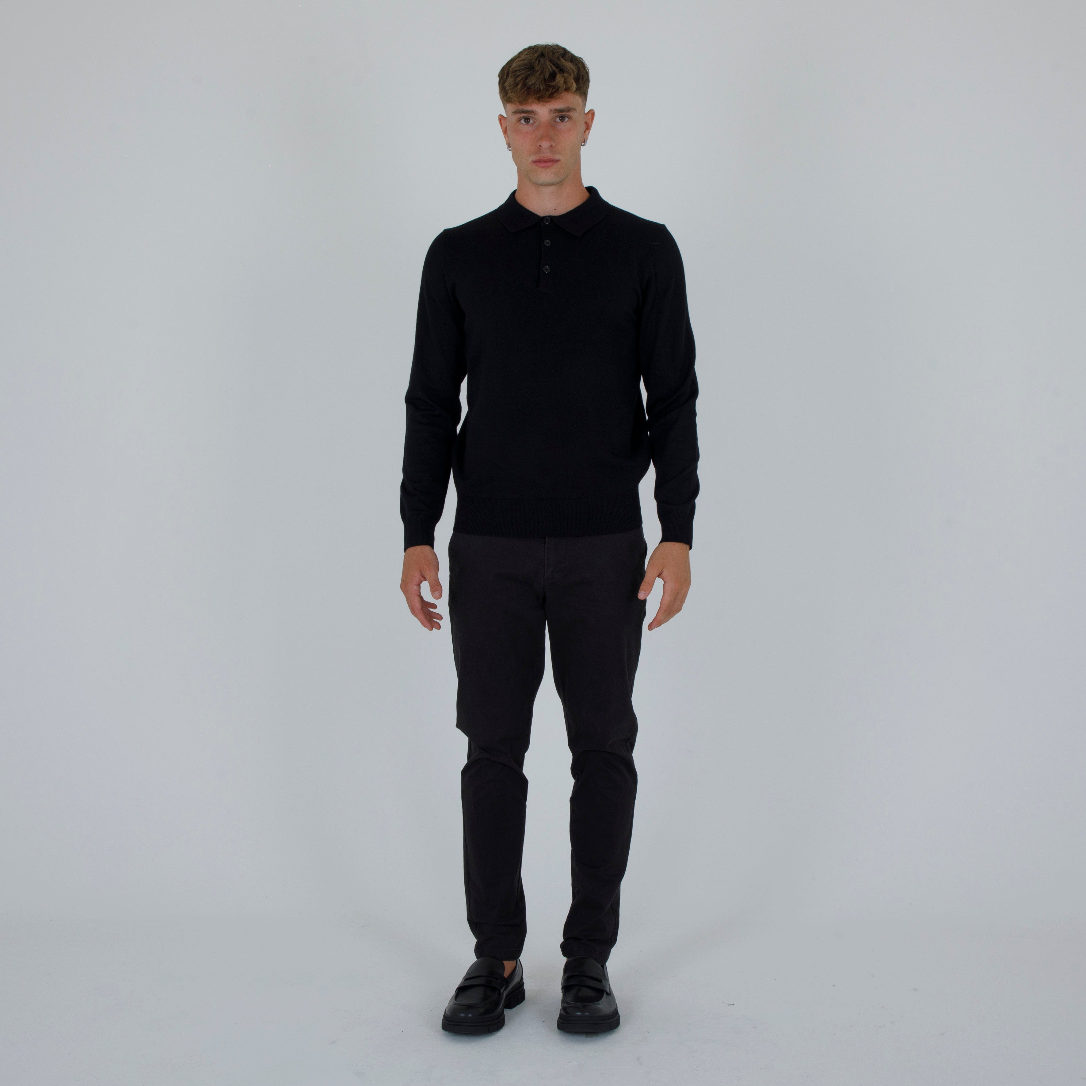 PULLOVER. WOOL MIXED POLO SHIRT-11438